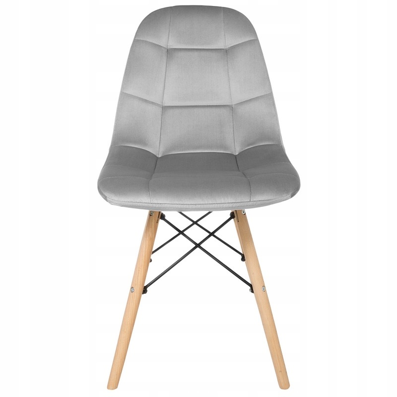 KRZESŁO DO SALONU JADALNI WELUROWE TAPICEROWANE SZARE PIKOWANE WELUR LOFT Wysokość mebla 85 cm