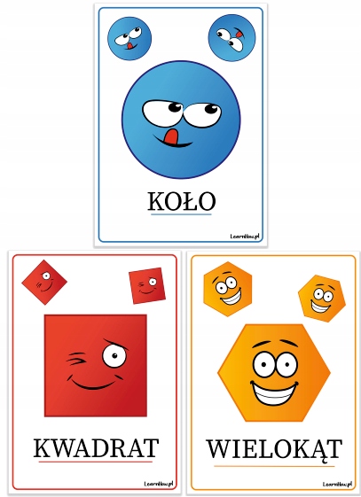 PLANSZE EDUKACYJNE - FIGURY GEOMETRYCZNE (8 KART) - MAŁE A5 LearnHow