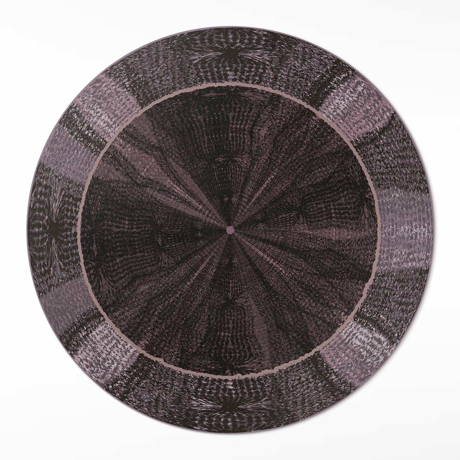 Okrúhly vnútorný koberec Dekoratívna abstrakcia imitácia tkaniny ⌀ 130 cm
