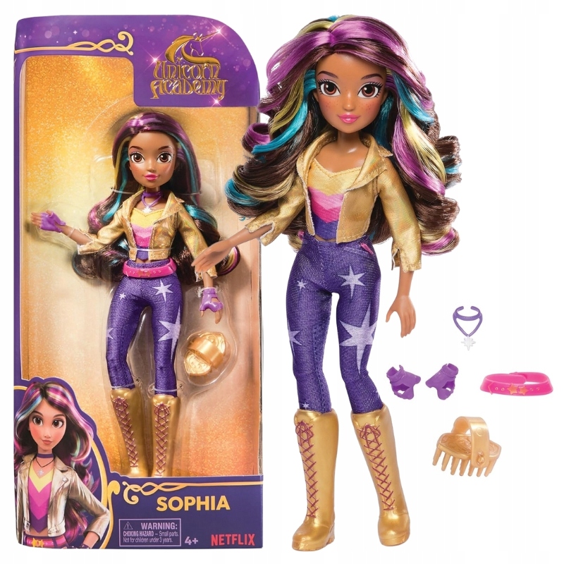 UNICORN ACADEMY AKADEMIA JEDNOROŻCÓW LALKA SOPHIA Z BAJKI AKCESORIA 24 CM