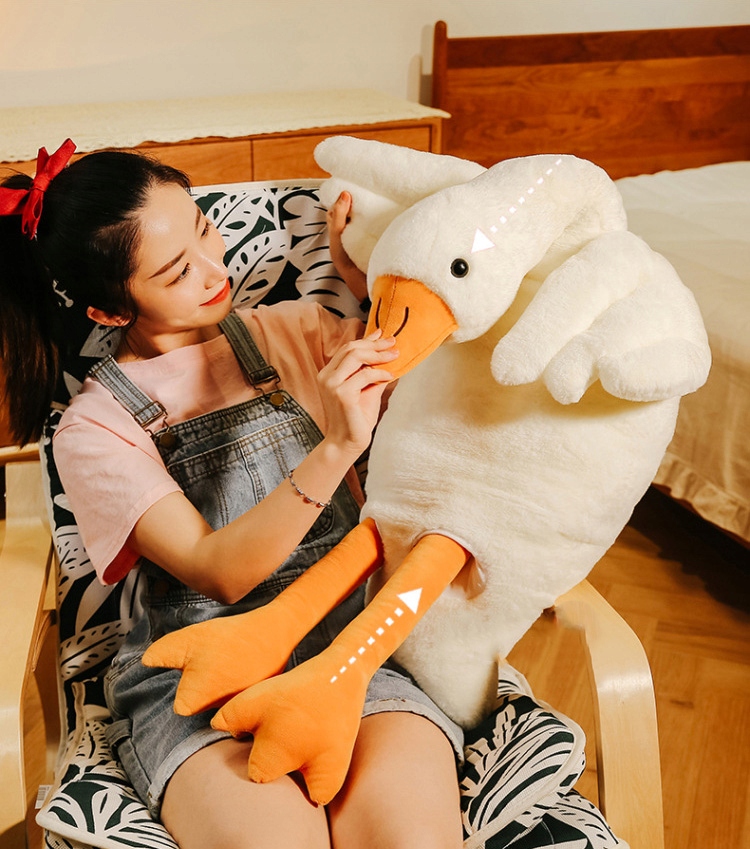 Maskotka Kaczka Gęś RUCHOMA WYCIĄGA SZYJĘ 110cm Materiał tkanina