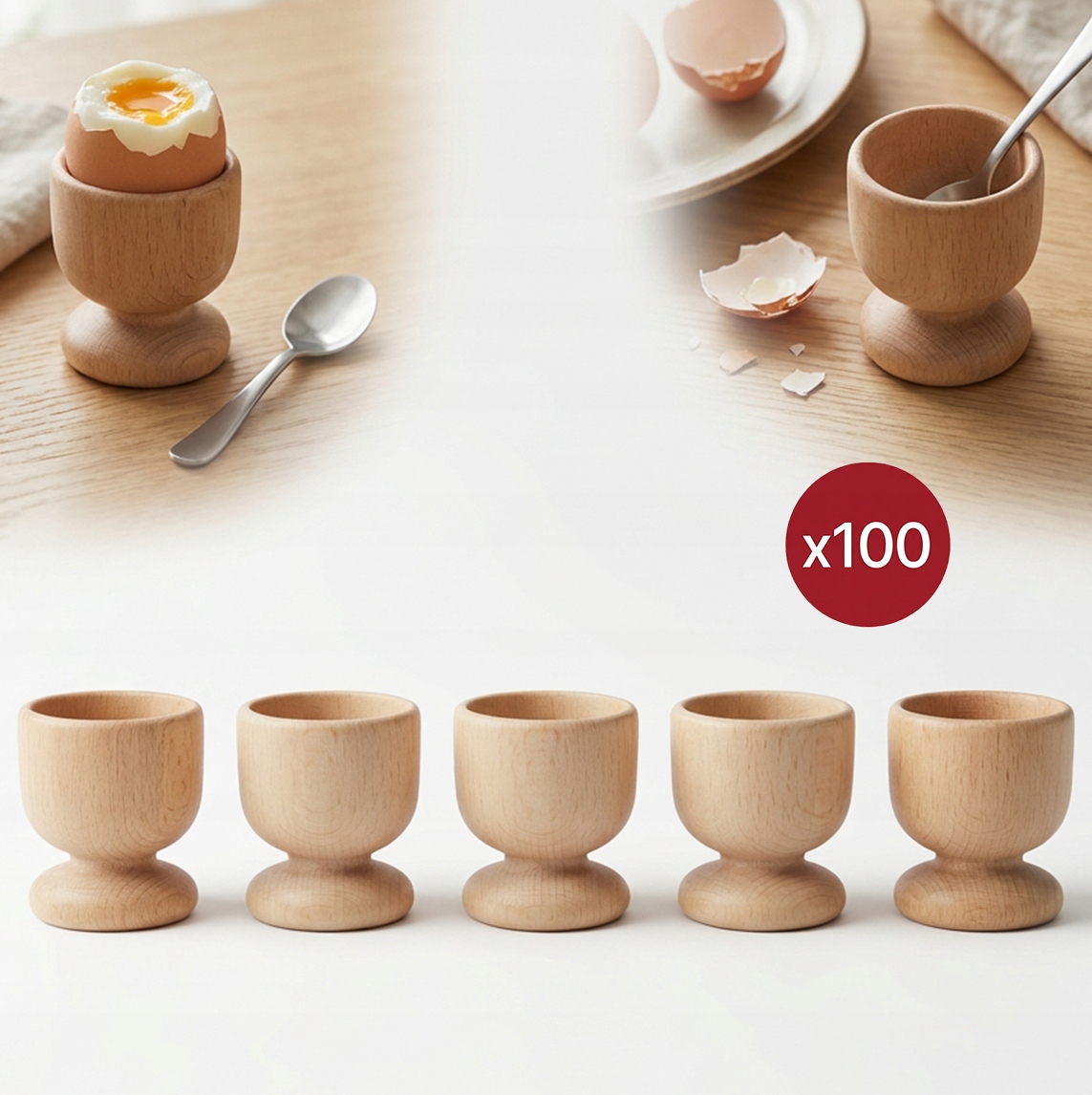 Dřevěné podstavy skleničky pod bukové vejce 100 kusů ekologické