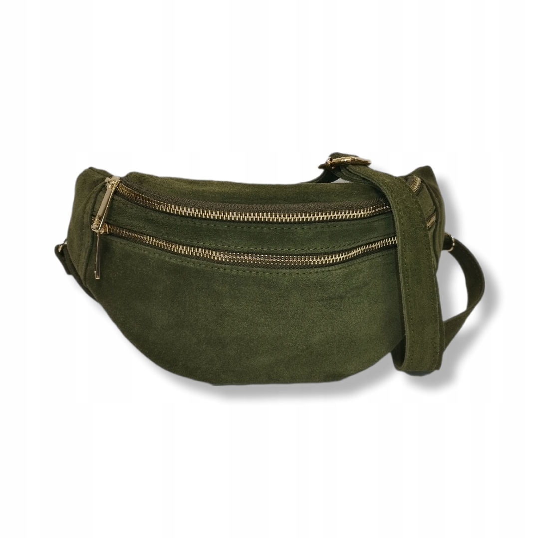 ledvinka z semišové kůže Vera Pelle zelená, vyrobená v Itálii