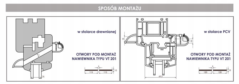 Nawiewniki nawiewnik okienny Automat VT 201 Rodzaj nawiewnik