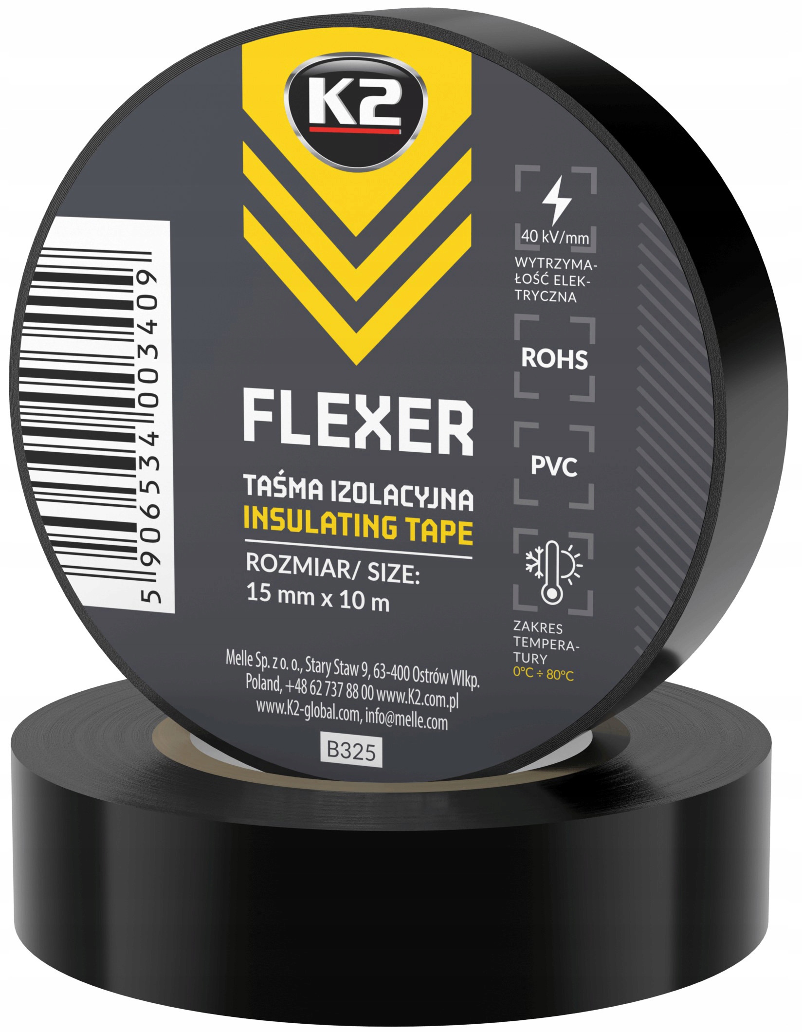 

K2 Taśma Izolacyjna Izolacja Czarna 15mm x 10m