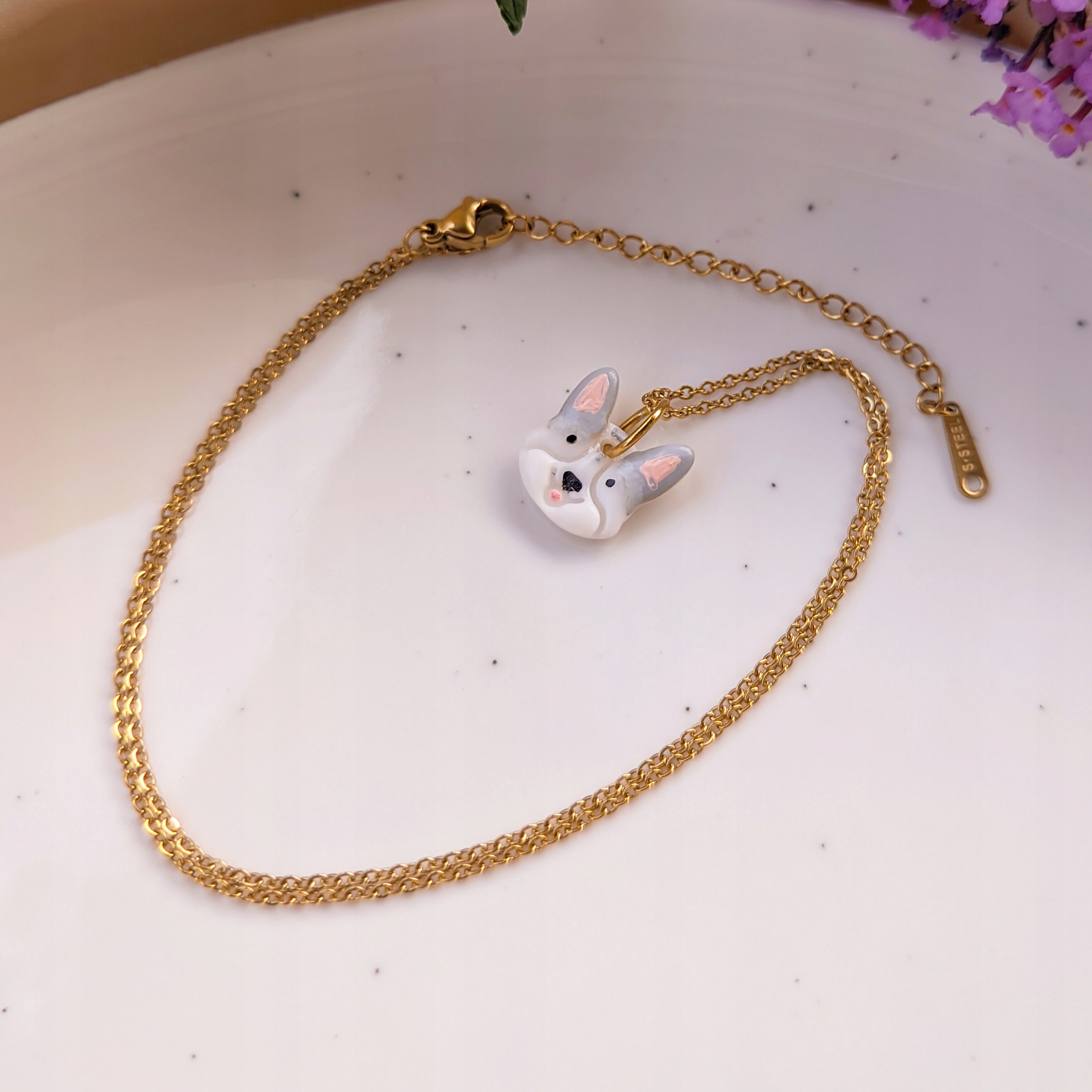 Náhrdelník přívěsek pejsek husky s pejskem dárek pro ni, boho