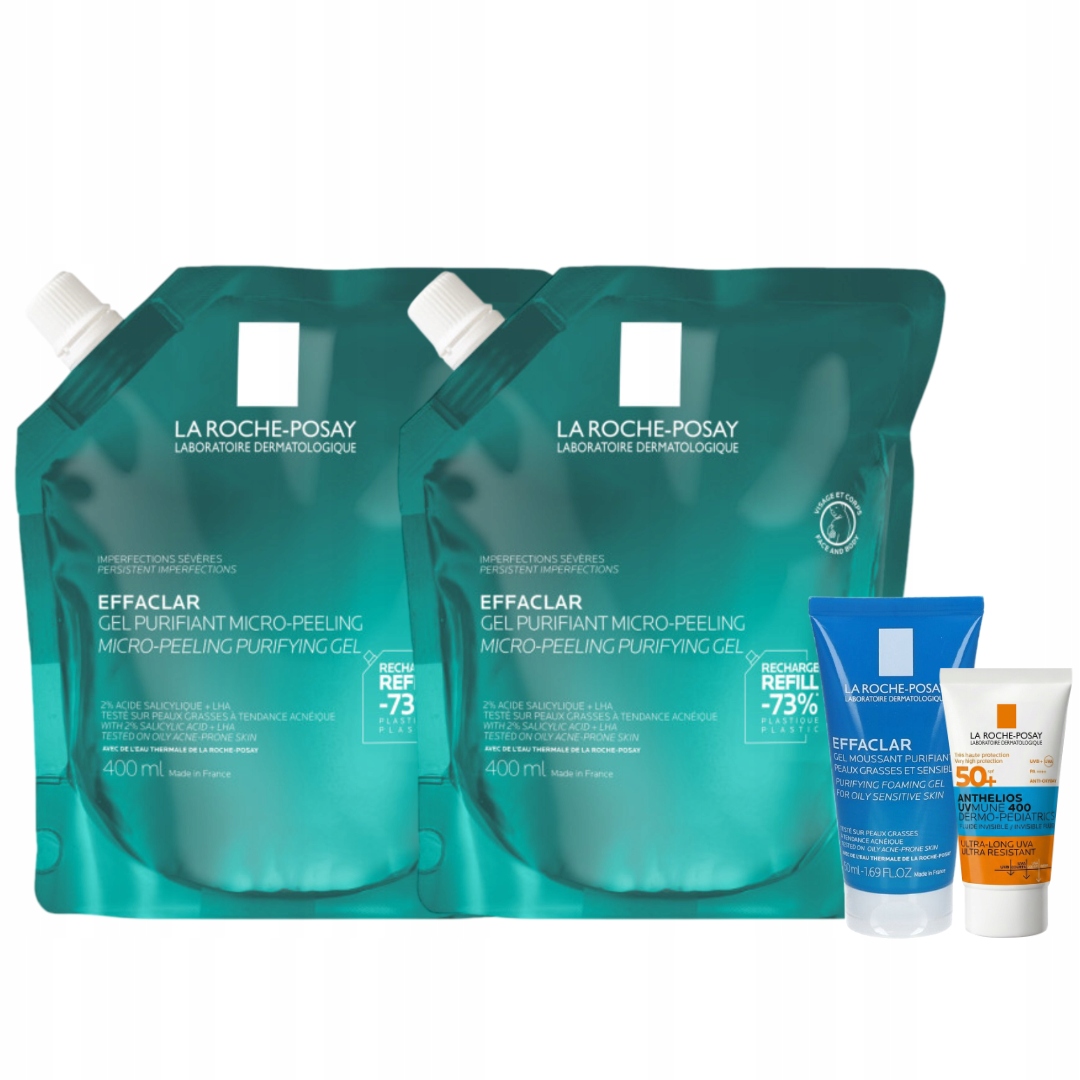 La Roche-Posay Effaclar Mikrozłuszczający żel do twarzy 400ml REFILL - 2PAK
