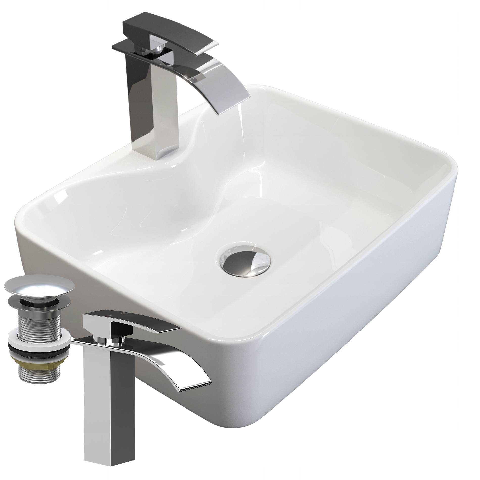 Biela Keramická Umývadlová Doska Batéria Zátka Klik Klak Kúpeľňa Avola