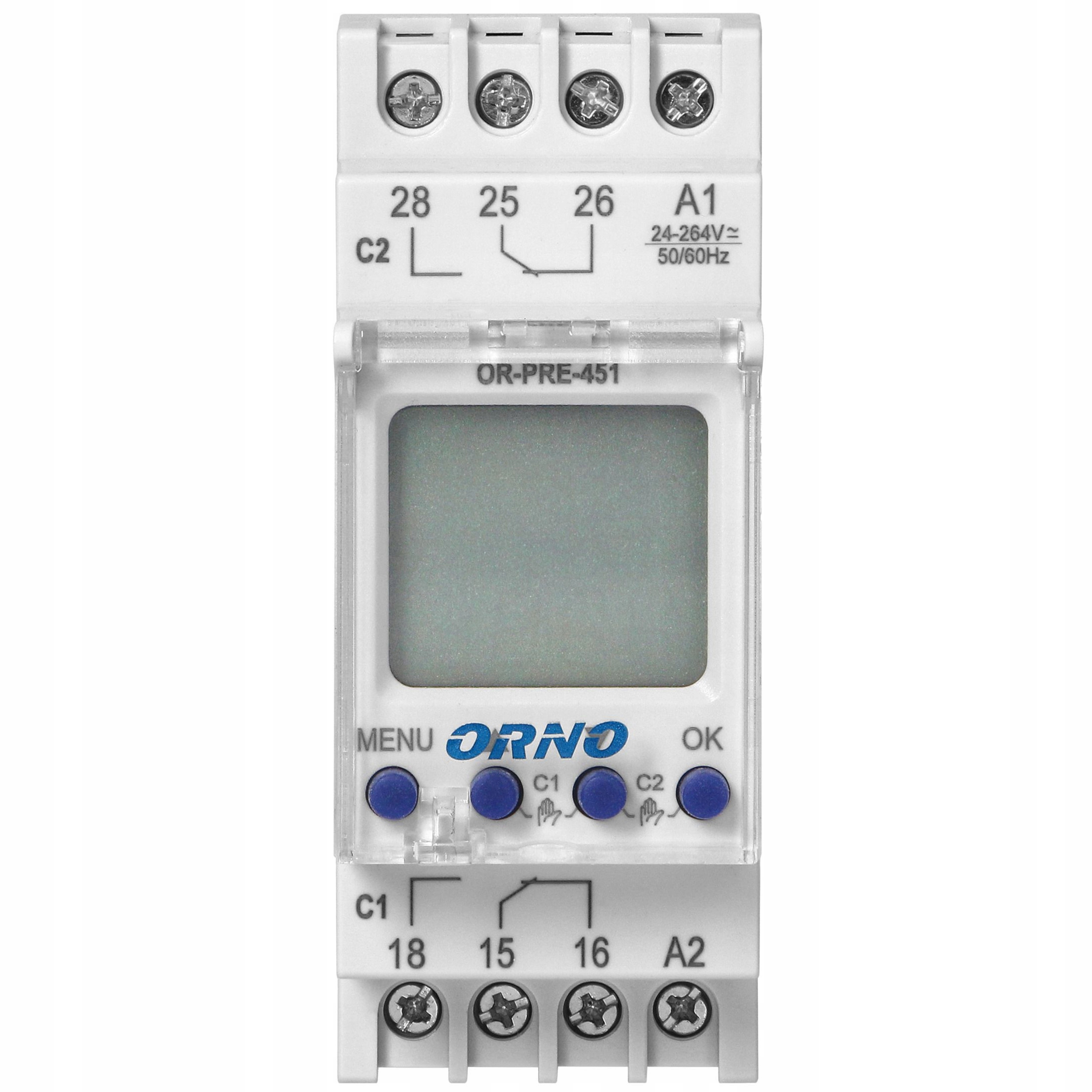 PROGRAMATOR CZASOWY NA SZYNĘ DIN 2 PRZEKAŹNIKI Marka Orno