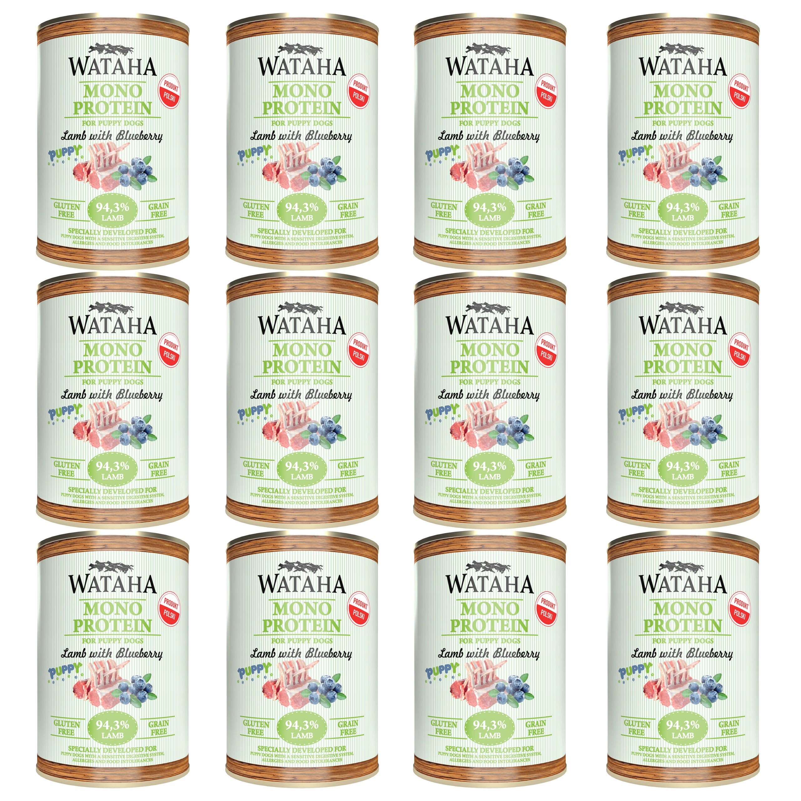 Wataha Mono Puppy karma mokra dla szczeniąt Jagnięcina z Borówką 12 x 400g