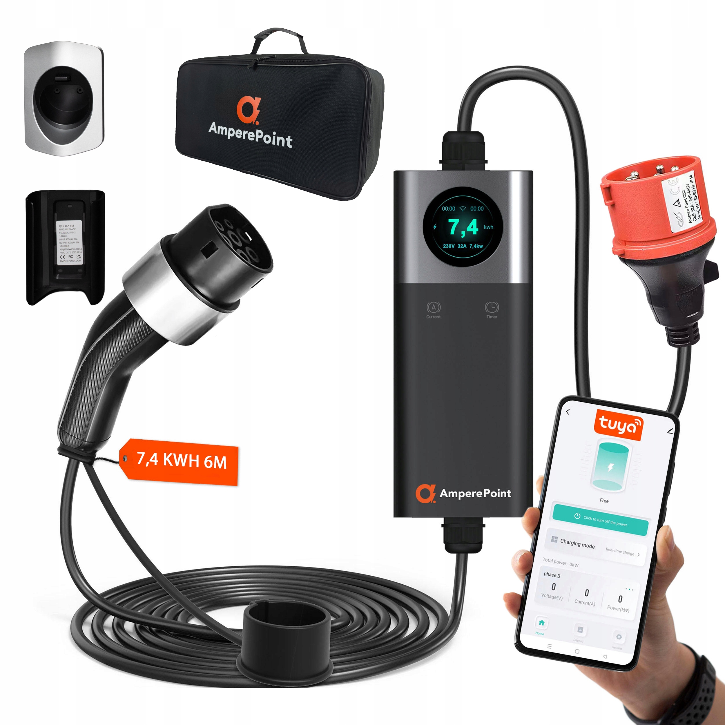 Nabíječka do auta pro elektromobily a hybridy Typ 2 Ampere Point 32A 7,4 kW