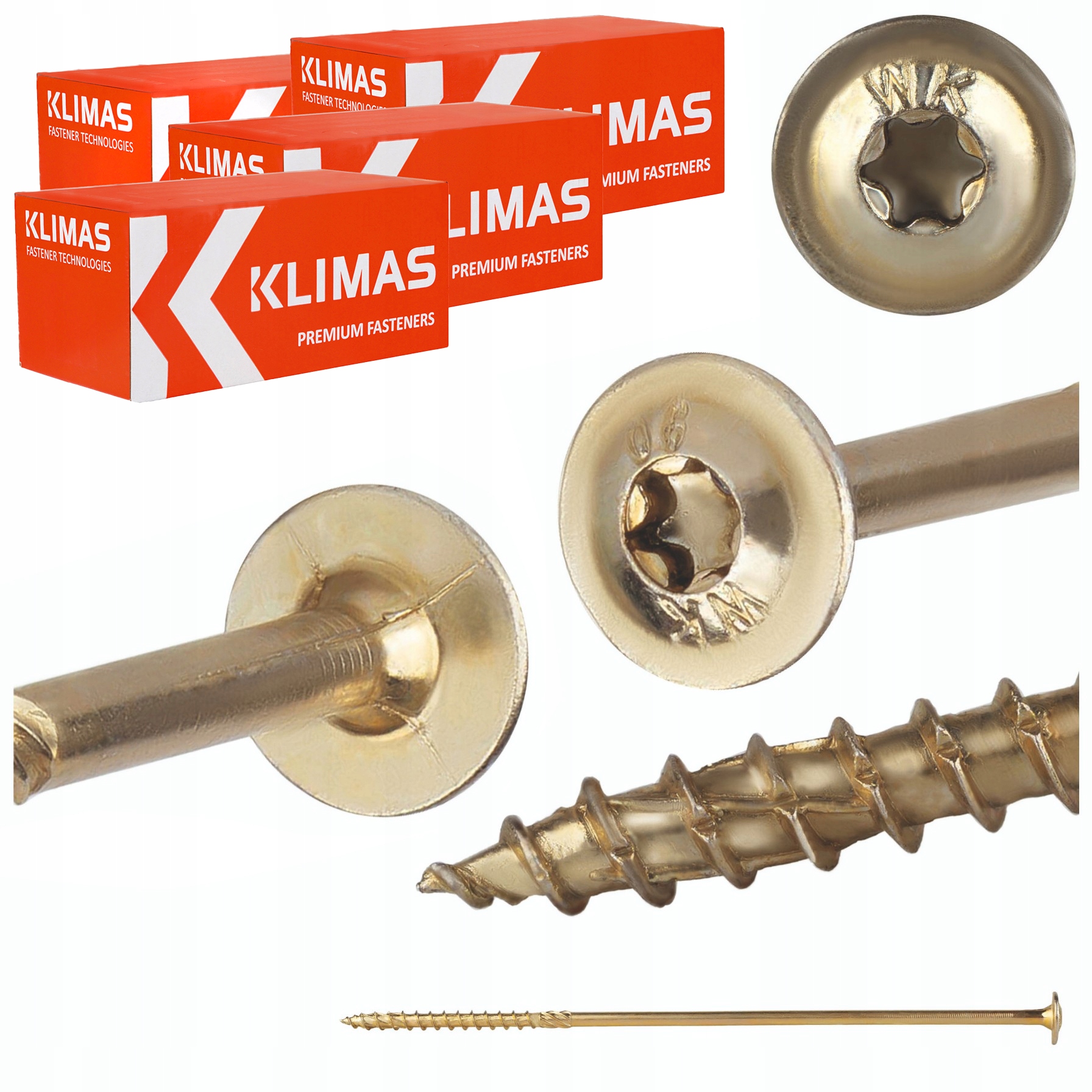 Tesárske skrutky Torx 8x280 mm 200 ks tanierové na drevo Klimas Wkcp