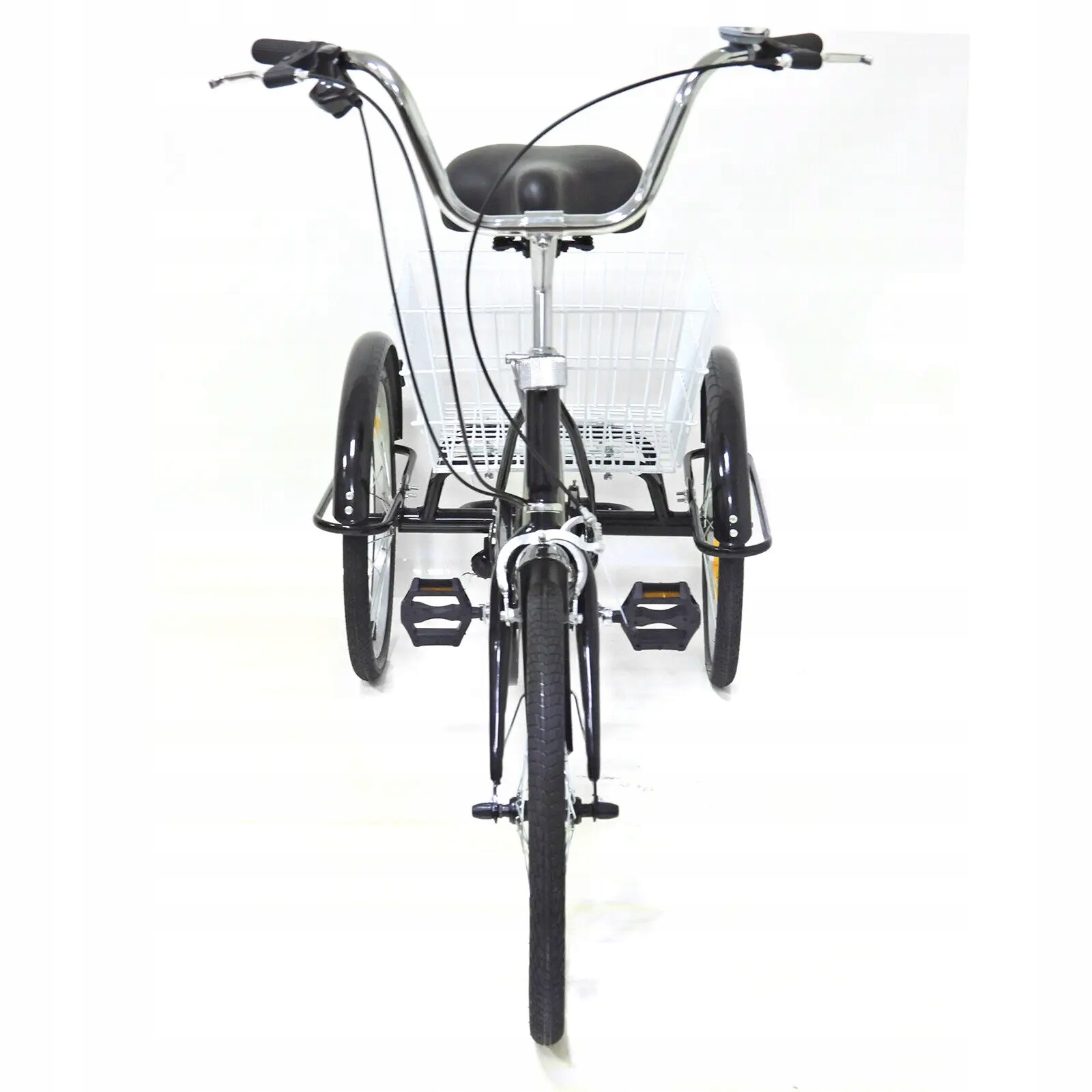 ROWER TRÓJKOŁOWY DLA DOROSŁYCH 20 CALI 8 BIEGÓW CZARNY Wyposażenie dodatkowe błotniki dzwonek koszyk osłona łańcucha