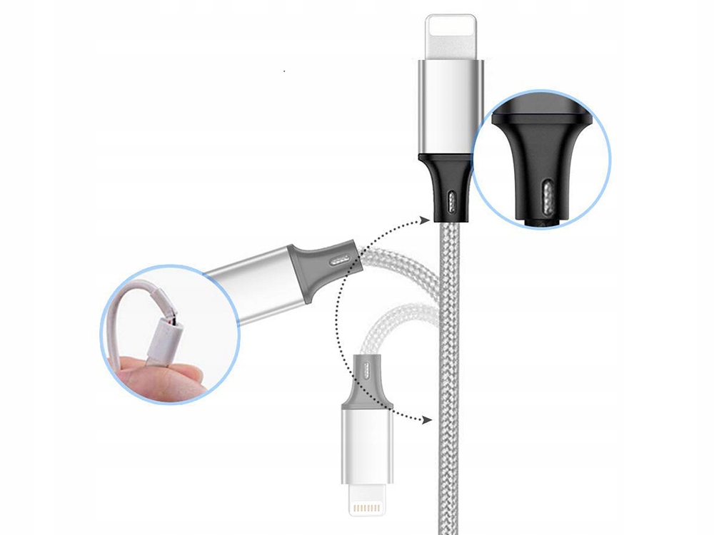 UNIWERSALNY KABEL PRZEWÓD USB 3W1 LIGHTNING MICRO-USB USB C DO IPHONE 120CM Długość przewodu 1.2 m