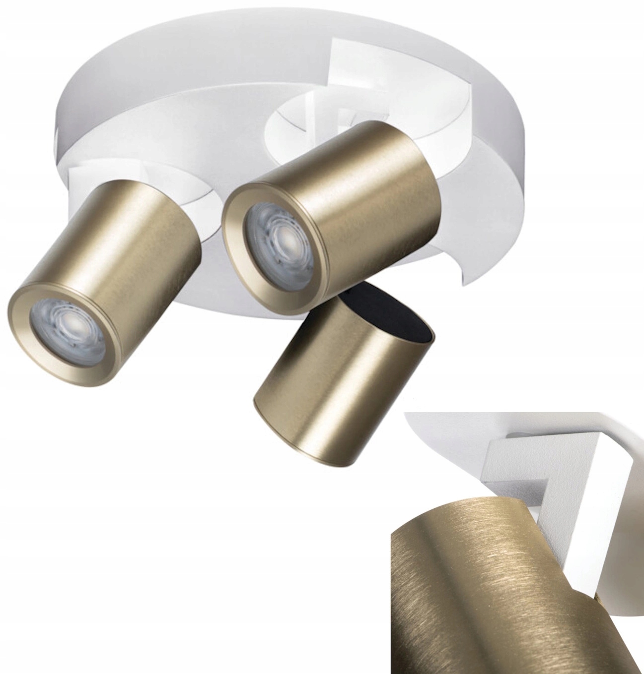 stropní svítidlo Led Trojitá nástěnná lampa Laurin 3x GU10 10W Bílo-zlatá