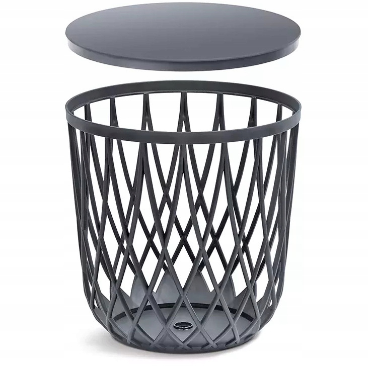 STOLIK KAWOWY DRUCIANY KOSZ DO OGRODU 2W1 55L