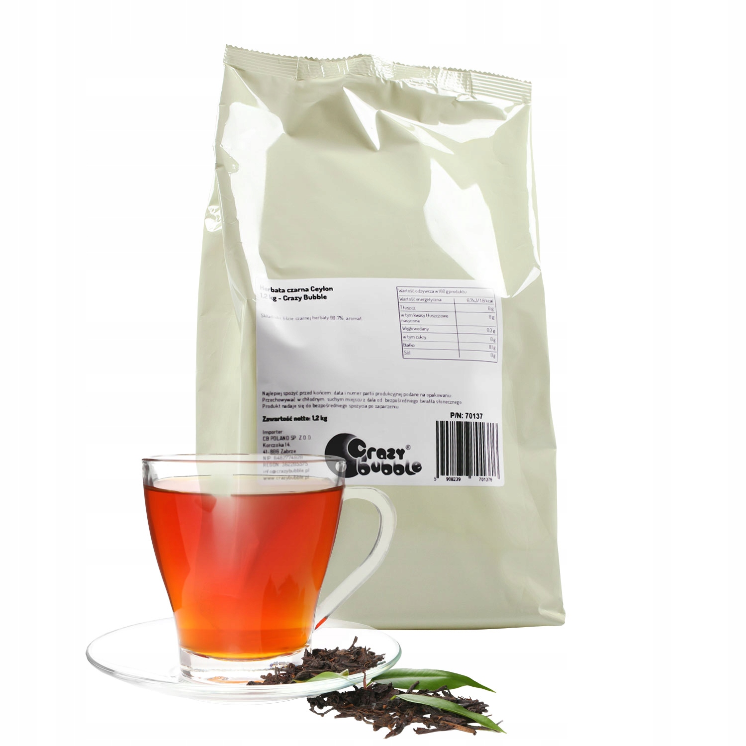 Herbata Czarna Liściasta Aromatyzowana Cejlońska Tajwan CrazyBubble 1,2 kg