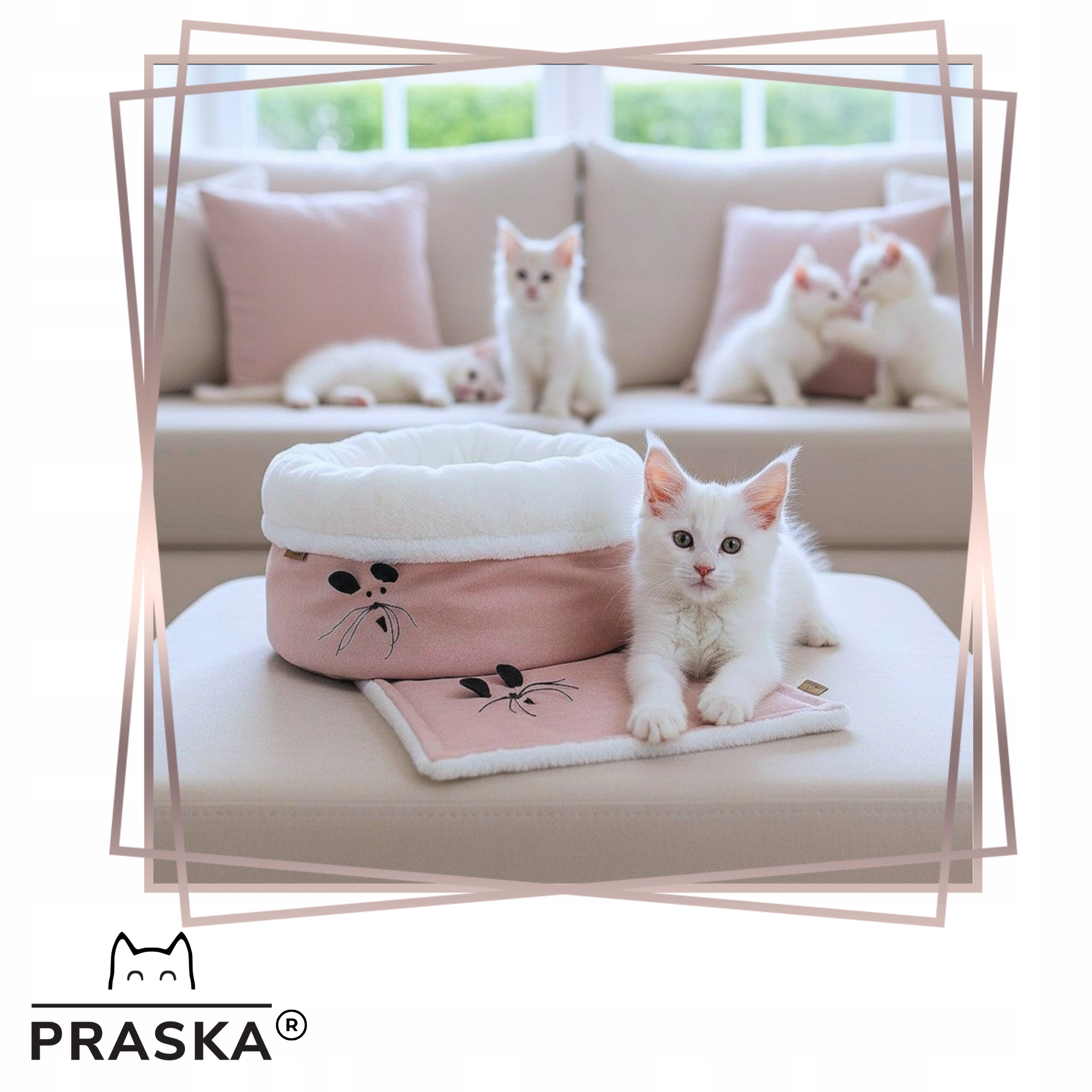 Levně Pražská Puffy Výbavička pro kočky psa Deka a Hnízdečko pudrová růžová 45 cm