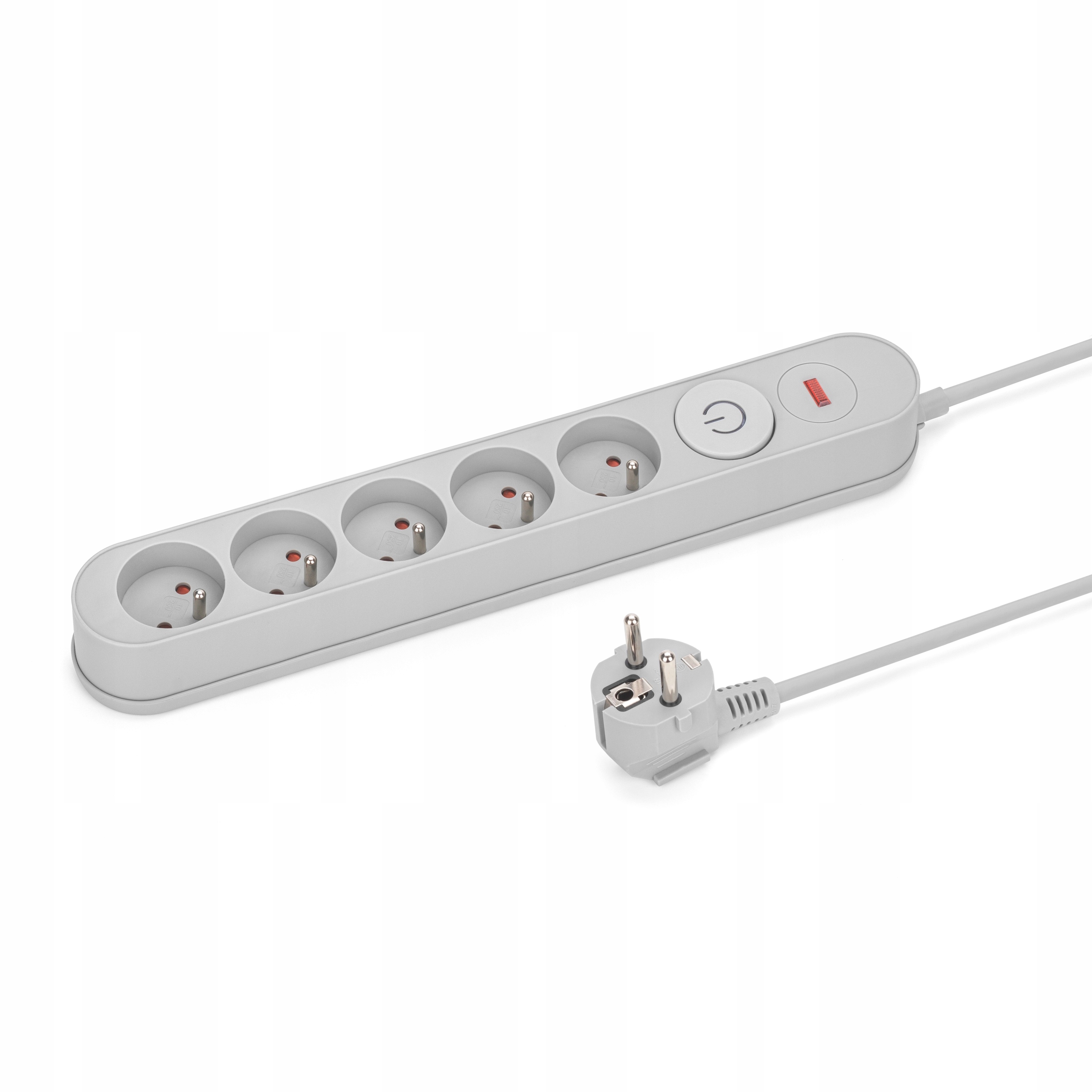 LISTWA ZASILAJĄCA PRZEPIĘCIOWA PRZECIWPRZEPIĘCIOWA 5 GNIAZD 1,5m SZARA