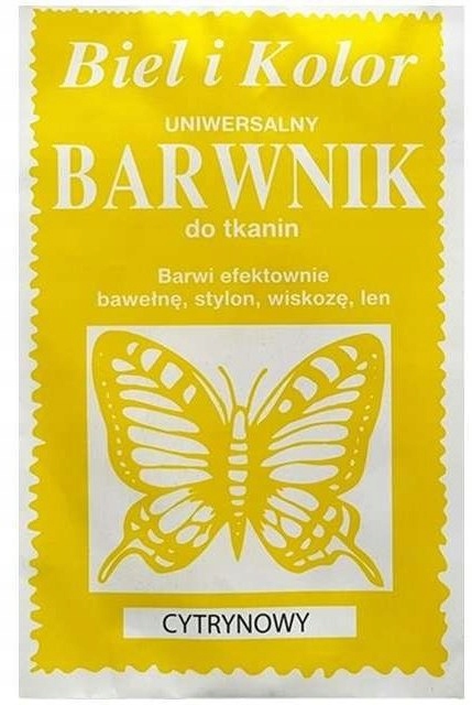 

Barwnik do tkanin ubrań cytrynowy 10g 31kol.
