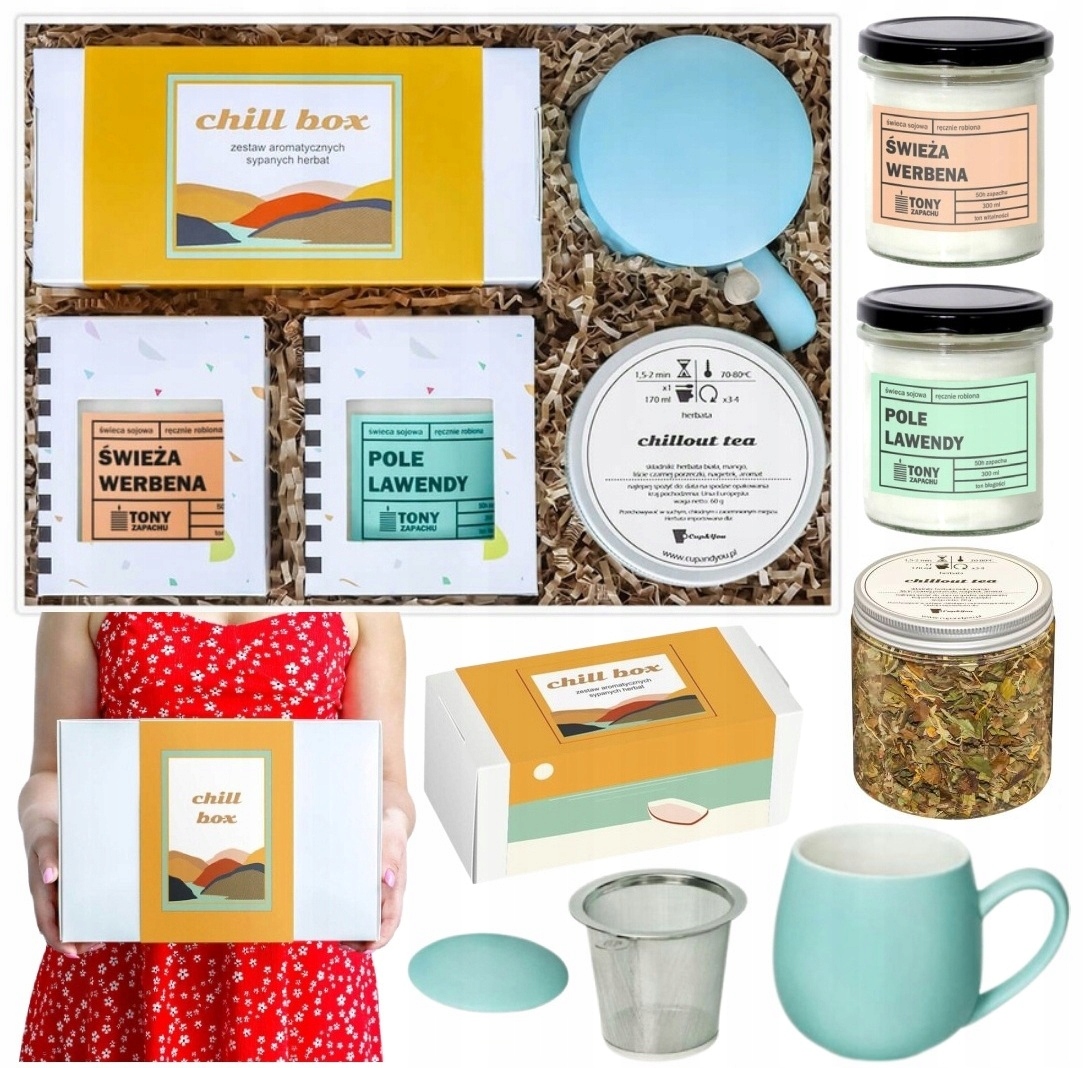 Kolorowy zestaw prezentowy Chill Box z herbatą smakową liściastą Upominek