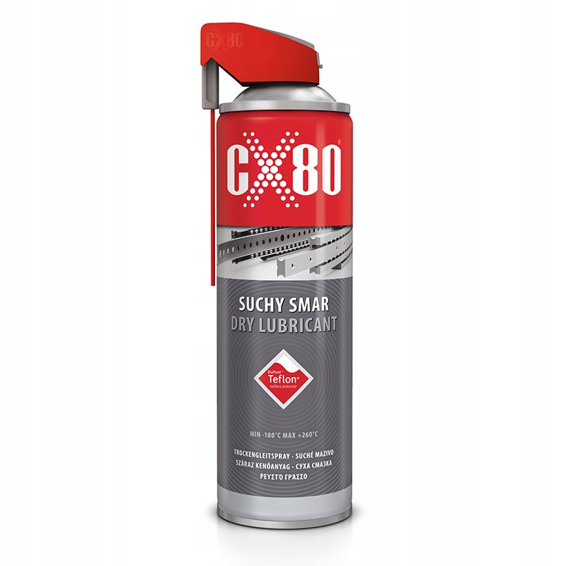CX80 Duospray Suchy smar teflonowy do łańcucha zamków prowadnic 500ml