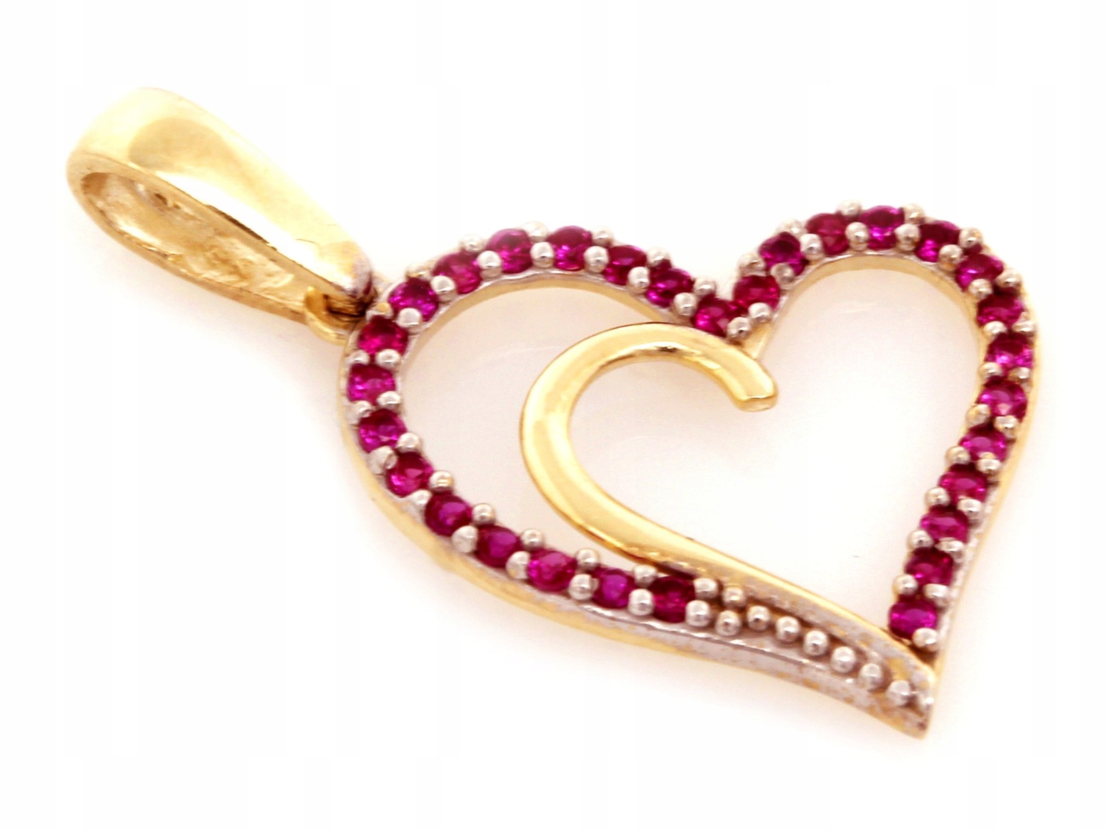 Přívěsek zlaté srdce 585 s rubíny 0.81 g rubínové srdíčko Valentýn