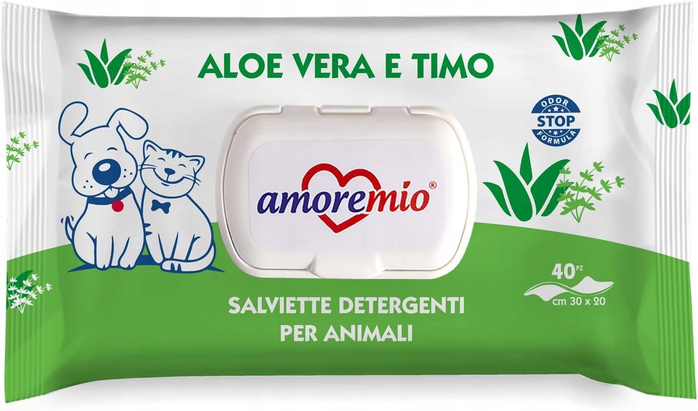 Levně Dezinfekční a dezinfekční ubrousky pro domácí zvířata Amore Mio 14 op