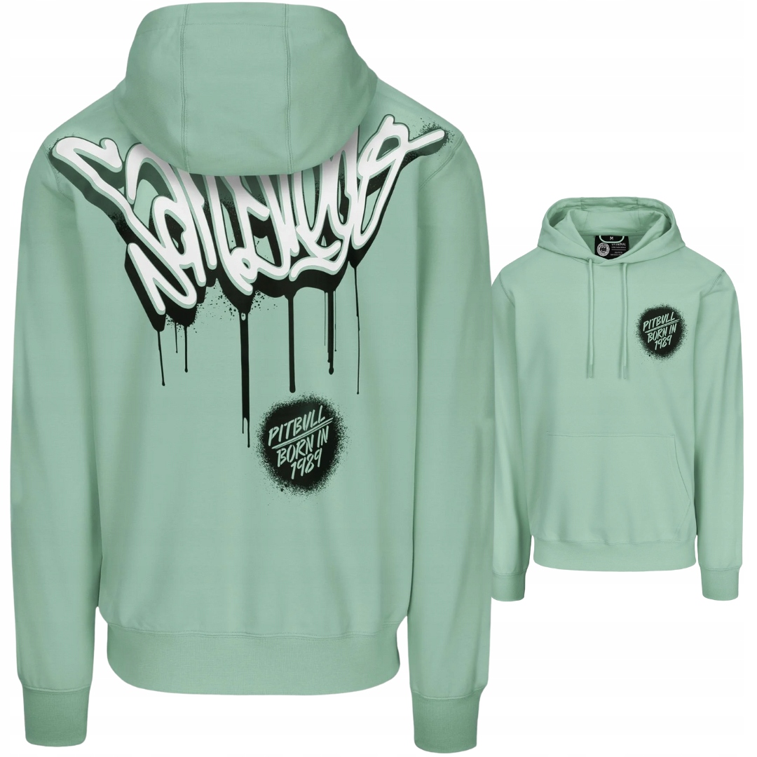 Pitbull West Coast Pánská Mikina S Kapucí Graffiti Mint Zelená Světlá XL
