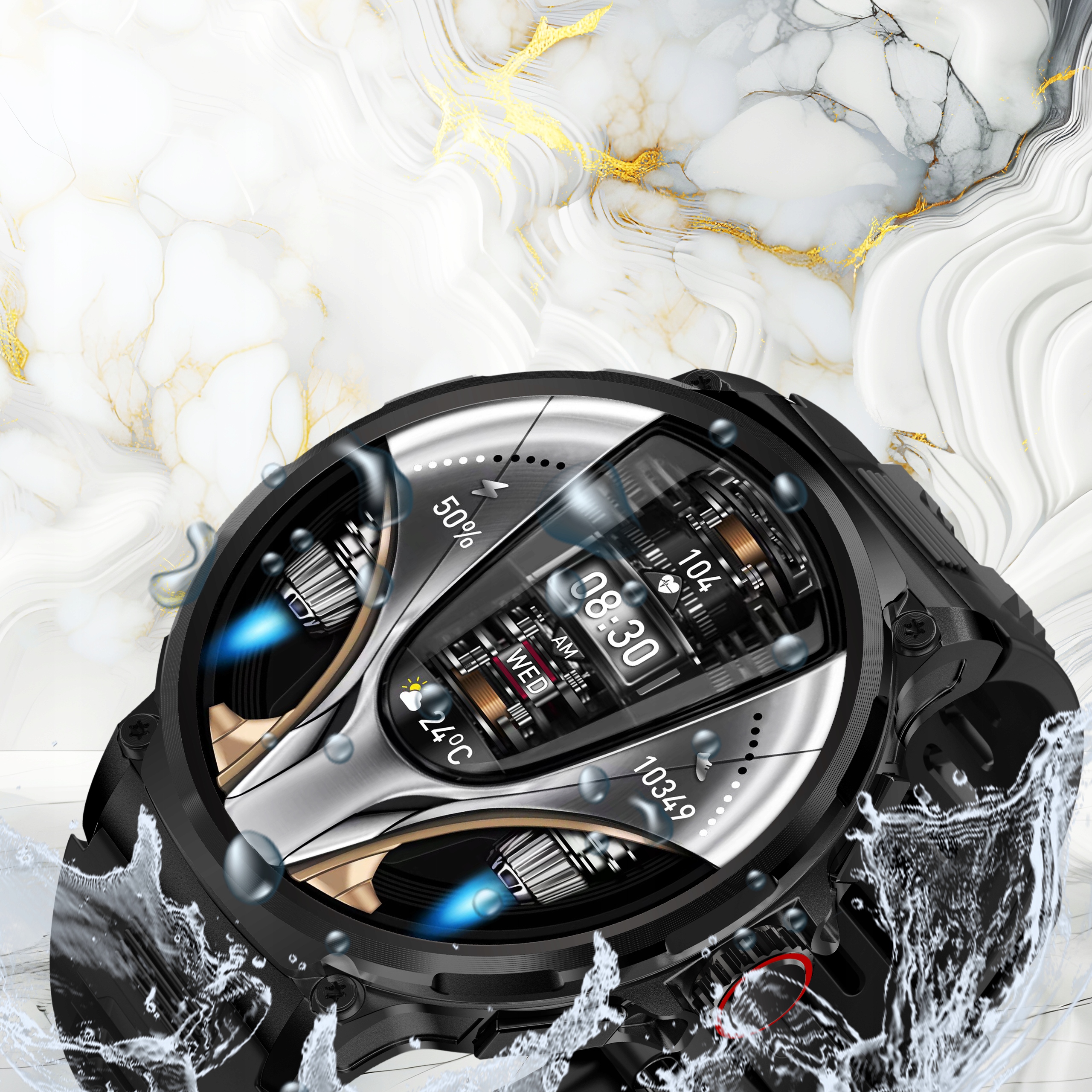 SMARTWATCH ZEGAREK MĘSKI MENU ROZMOWY POLSKIE SPORT PULS WATCH 710 mAh PL Wodoszczelność tak