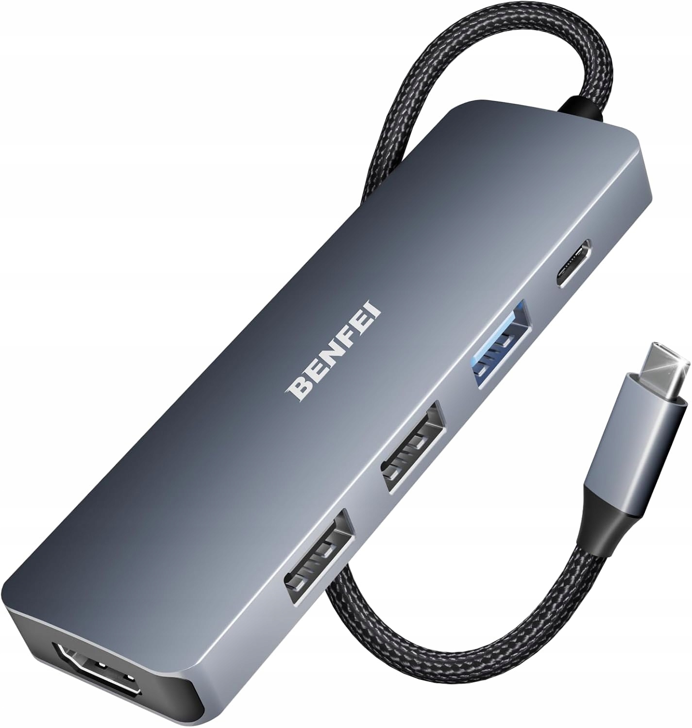 Adapter Usb 5W1 Benfei Hub 3 Porty Usb-a 4K Hdmi Aluminiowa Obudowa 100 W