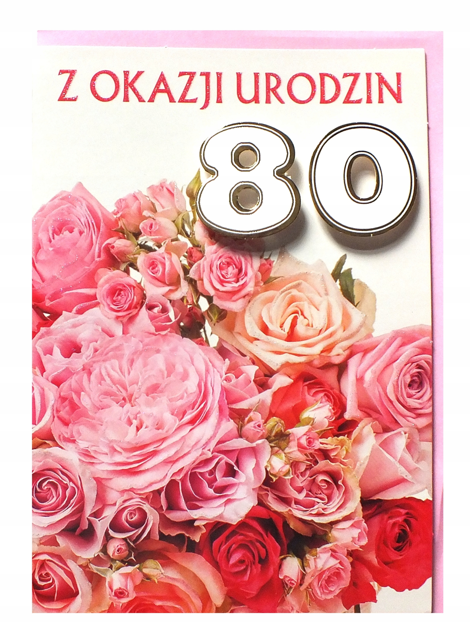 

Karnet, kartka urodzinowa 3d brokat/złoto 80 Lat