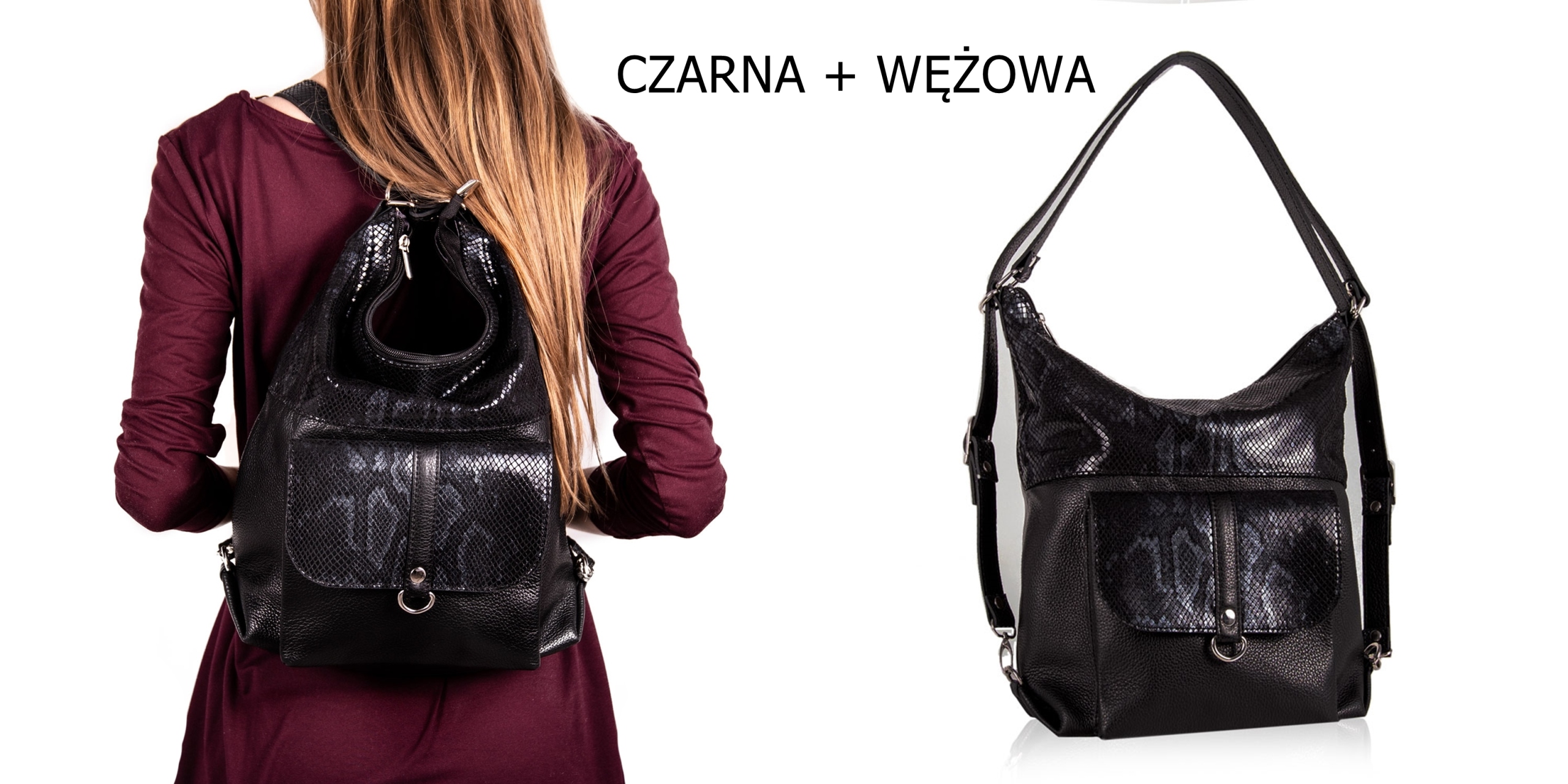 TOREBKA DAMSKA PLECAK 2W1 WŁOSKA SKÓRA NATURALNA Liczba kieszeni 4