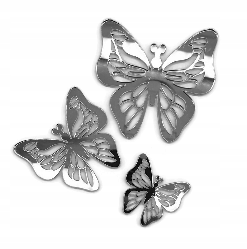 

Topper na bok tortu motylki motyle motyl 3 srebrne