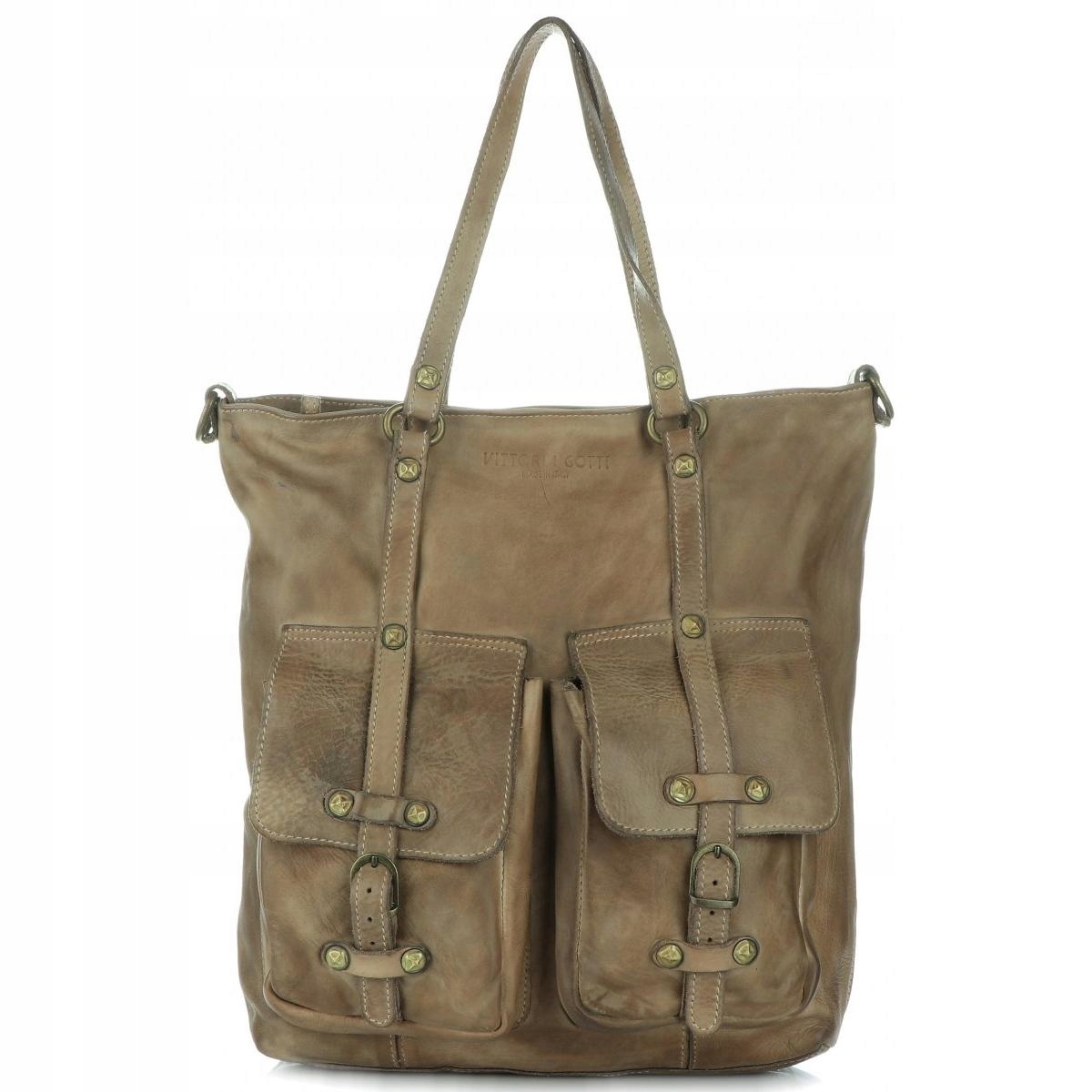 Kožená kabelka ve stylu Vintage Vittoria Gotti Zemitá