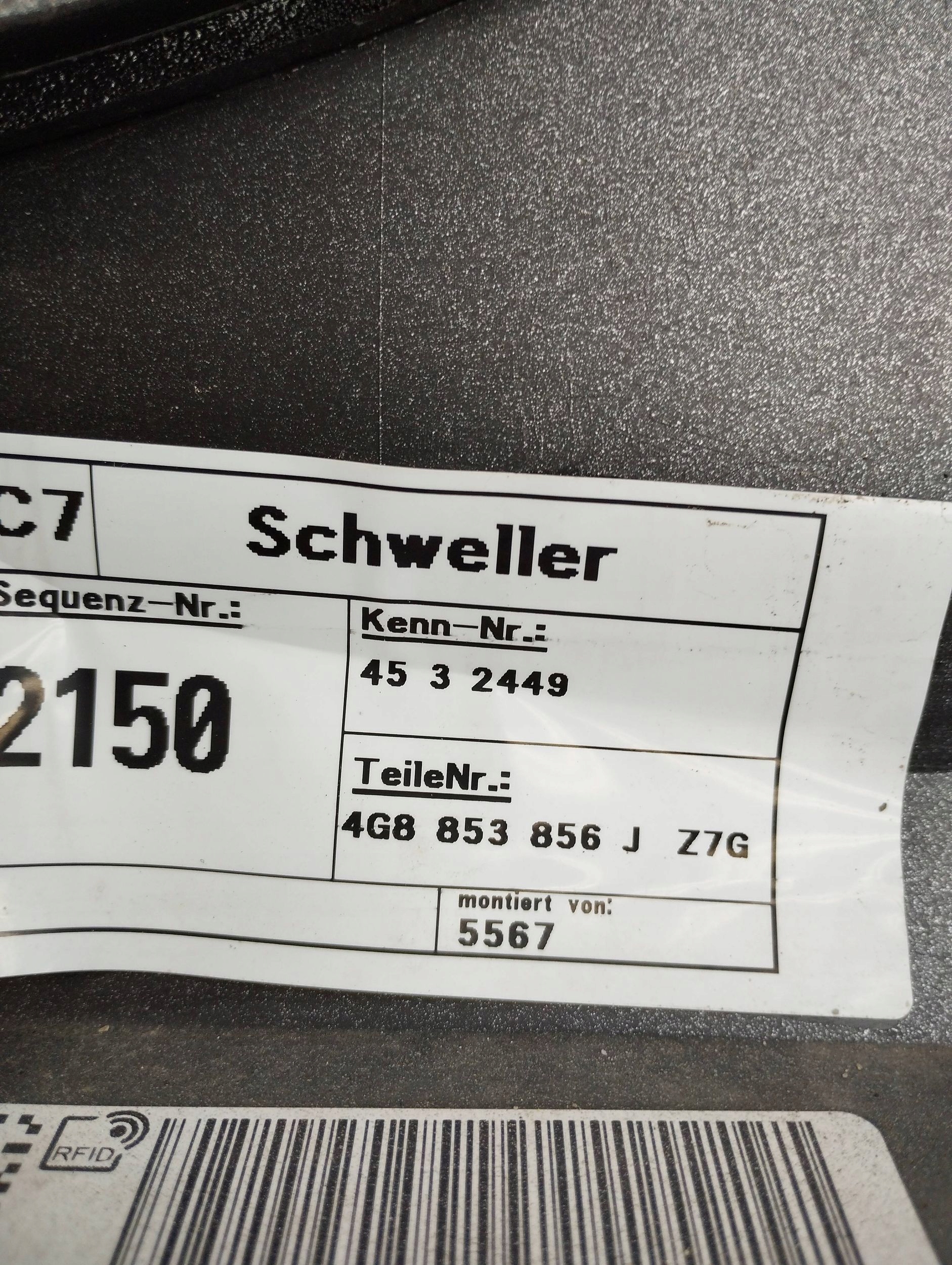 Audi A7 4G 2016 moulding threshold right LZ7G 4G8853856J