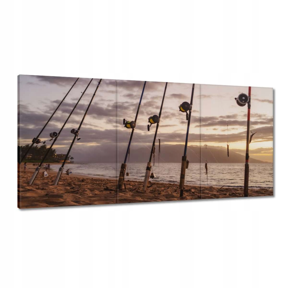 Obrazy 180x90 Navijaky a rybárske prúty na pláži