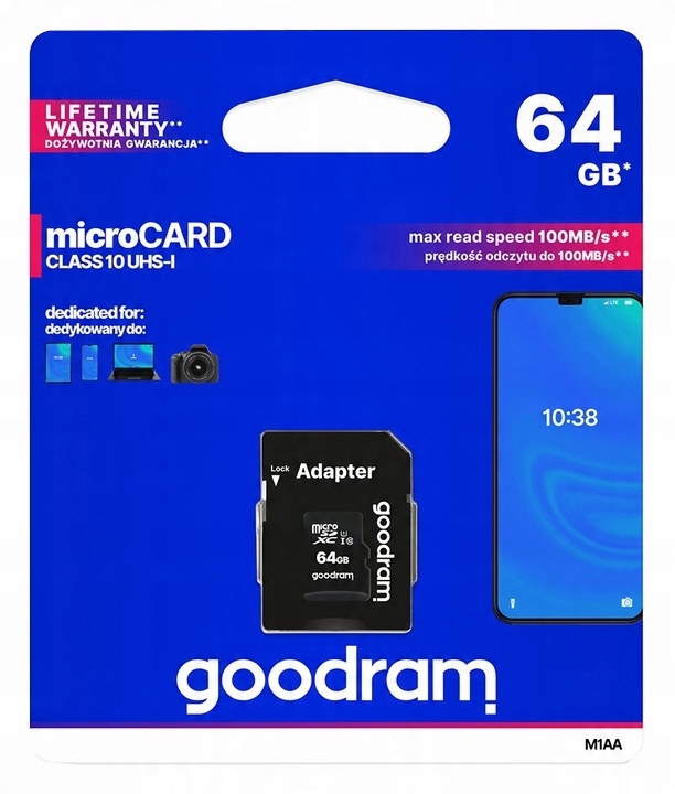 

Karta Pamięci microSD 64GB Goodram Class 10 Uhs I