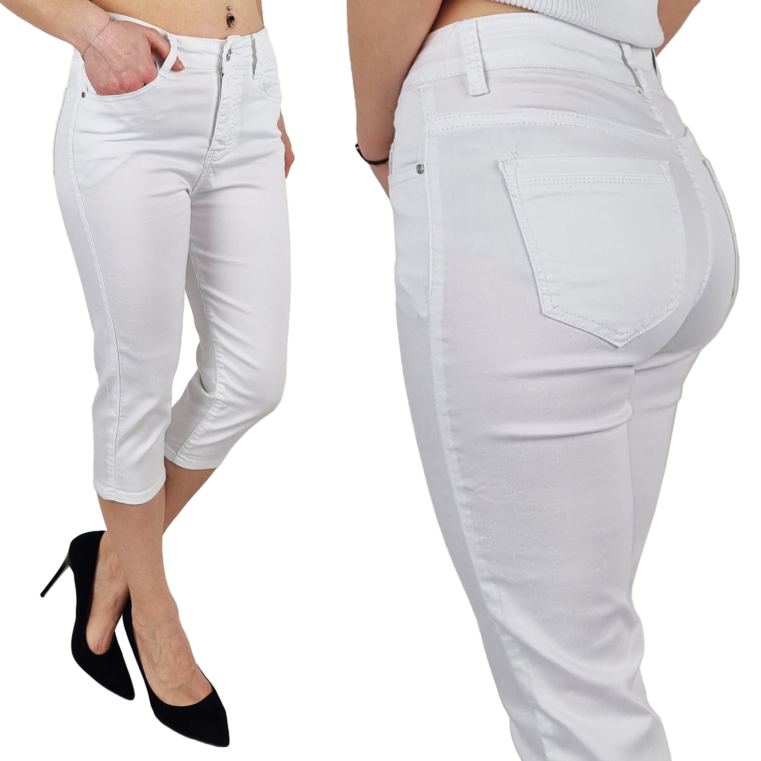 

Damskie Spodnie Jeansowe Rybaczki Plus Size