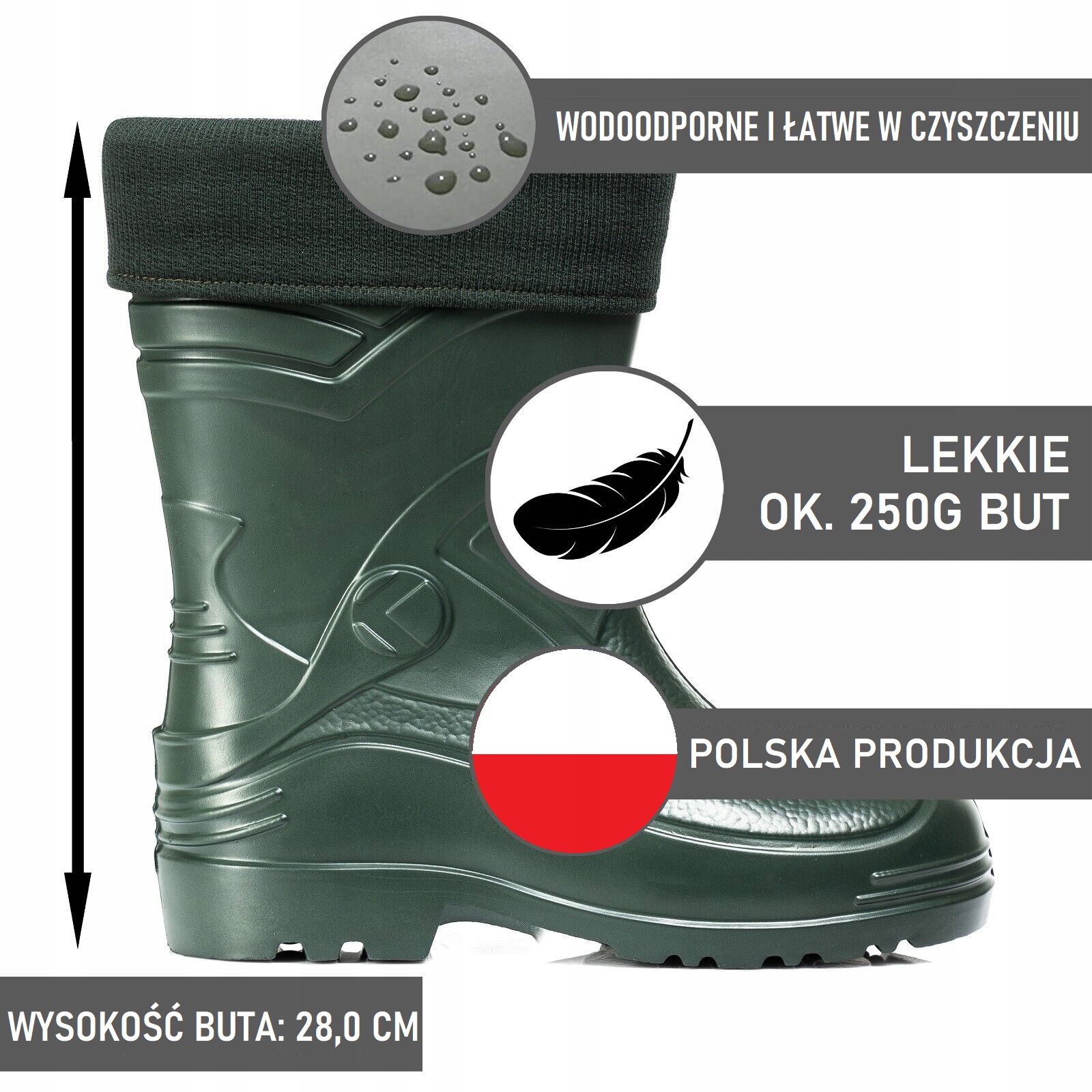 POLSKIE BUTY OBUWIE PIANKOWE KALOSZE OCIEPLANE EVA Model Kolmax 032