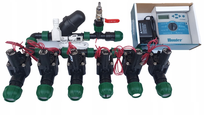 Zestaw nawadniania ogrodu HUNTER 6 sekcji | Przyłącze do kompresora | Filtr