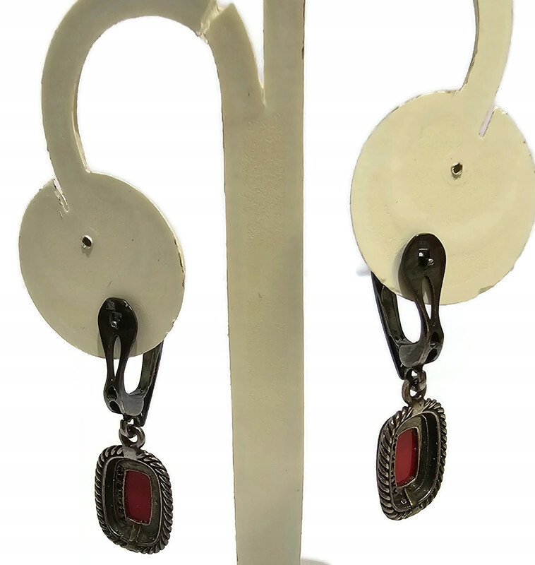 Srebrne kolczyki z czerwonym kamieniem 925/5,71g Marka bez marki