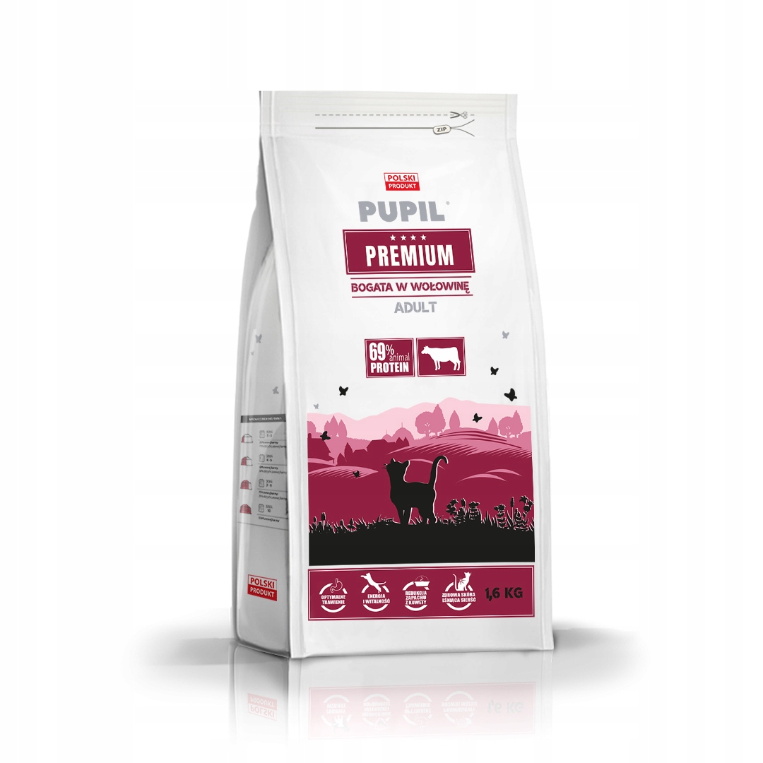 Levně Pupil Premium krmivo bohaté na hovězí maso pro kočky 1,6 kg