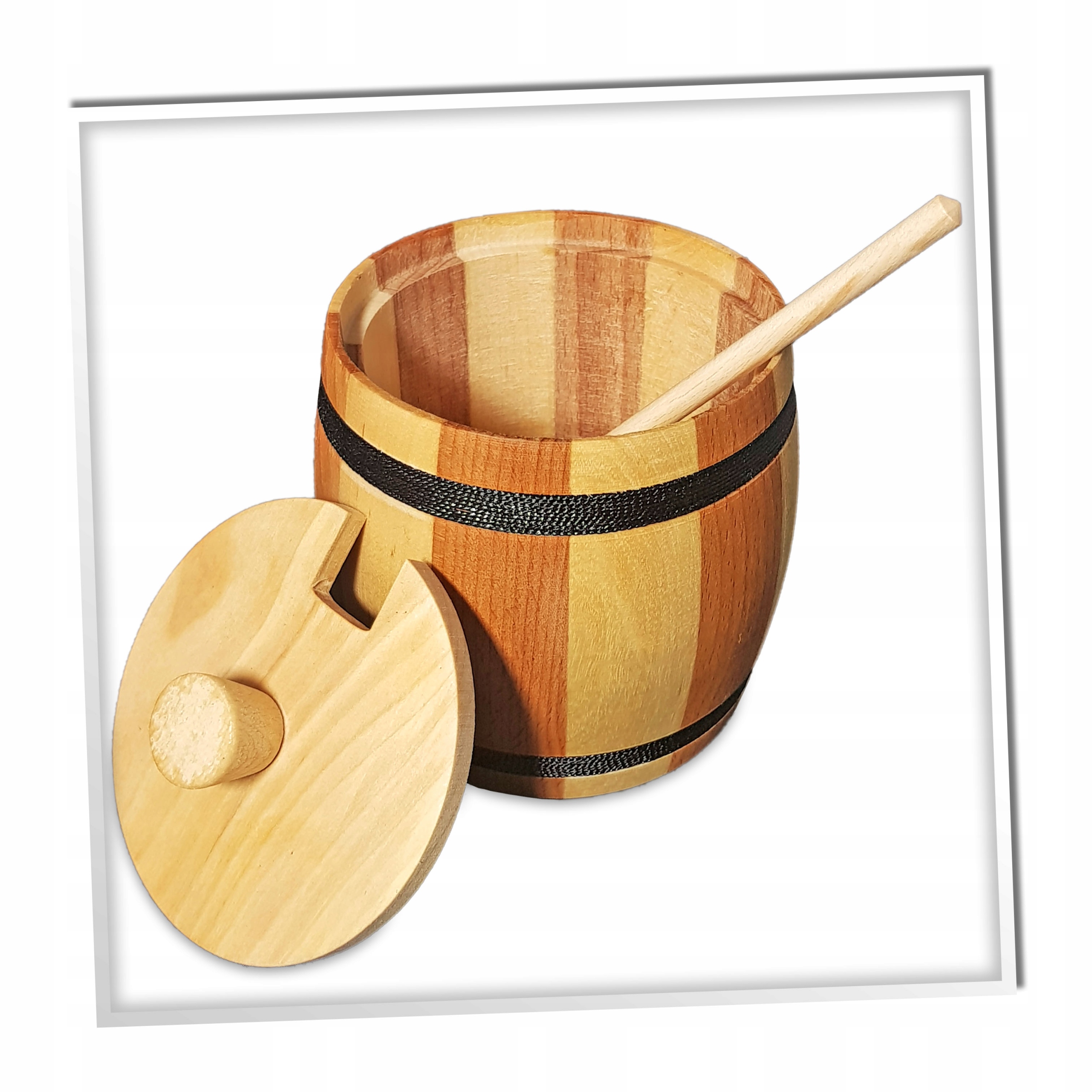 DREWNIANA CUKIERNICA Z POKRYWKĄ Z Łyżeczką Marka GraweroweLove