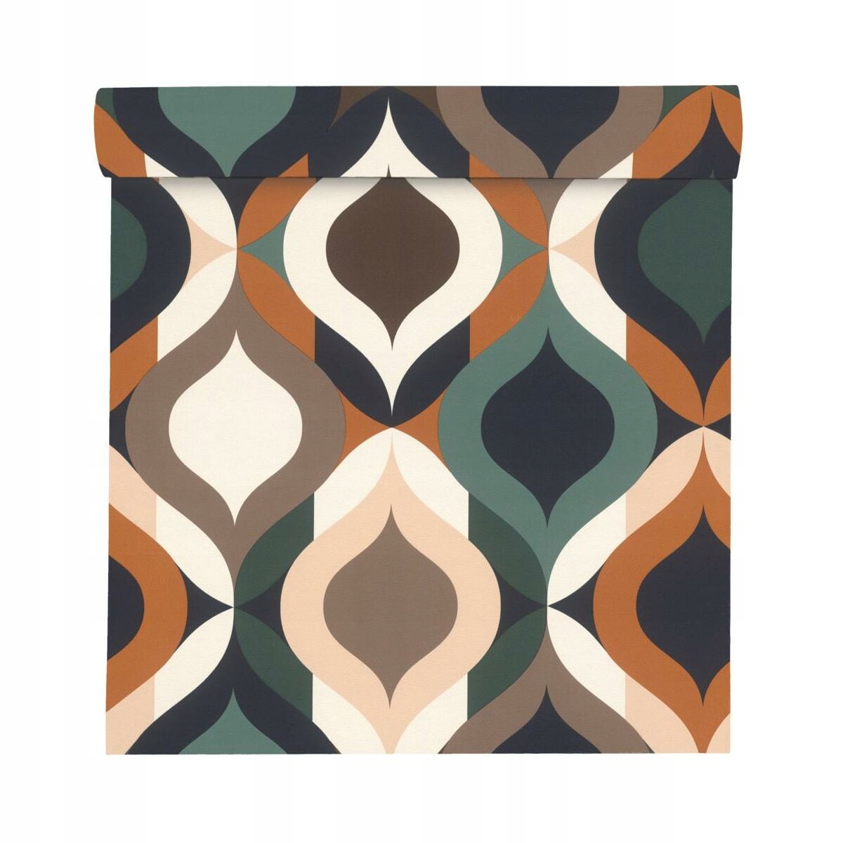 Tapeta geometryczna zielono-brązowa winyl na fliz.