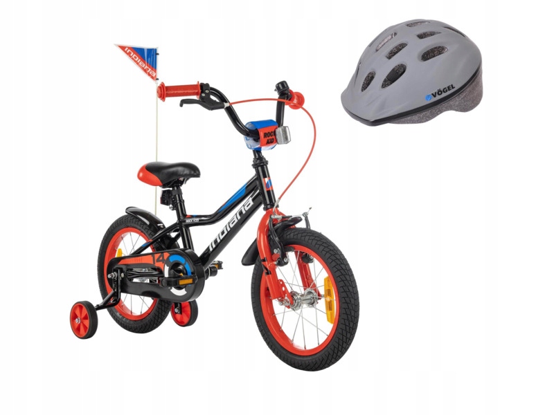 Rower dziecięcy Indiana Rock Kid 14 cali Czarny Kask (rozmiar M)