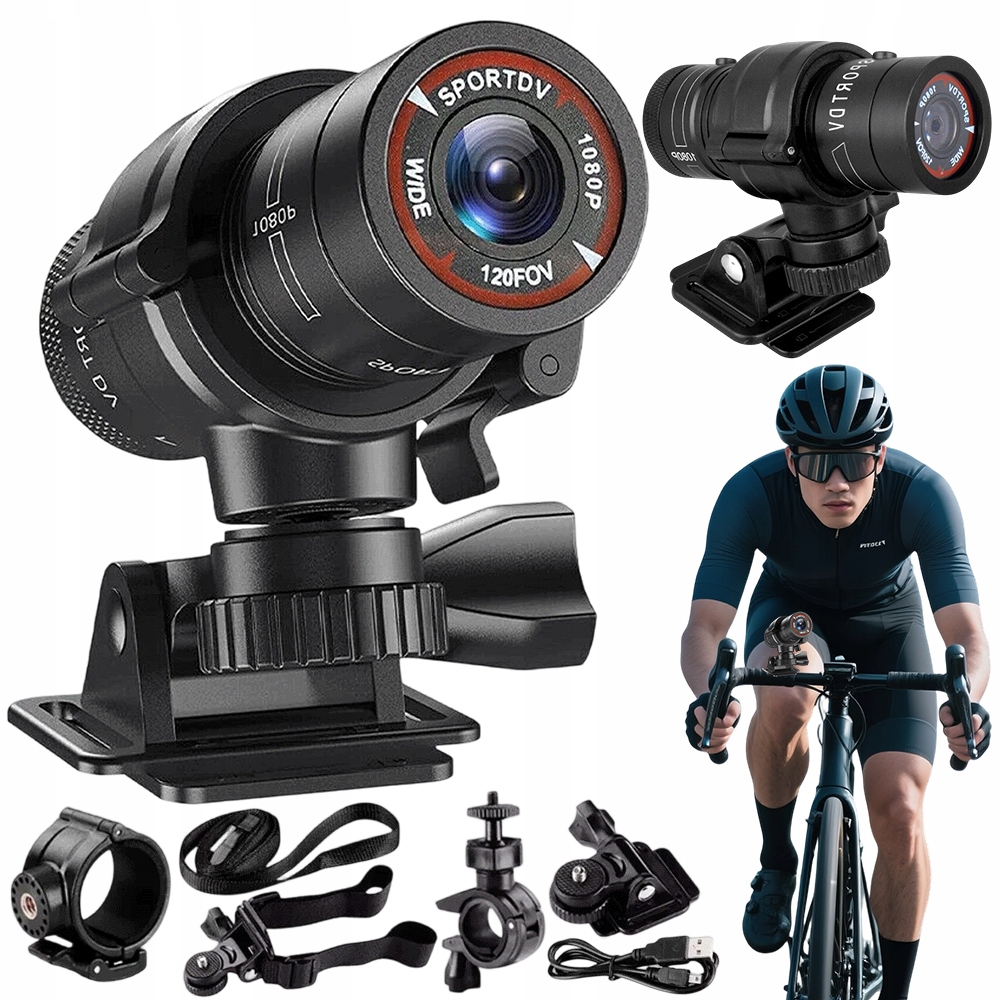 Přenosná Sportovní Kamera Full Hd 1080P S Držákem Vestavěný mikrofon