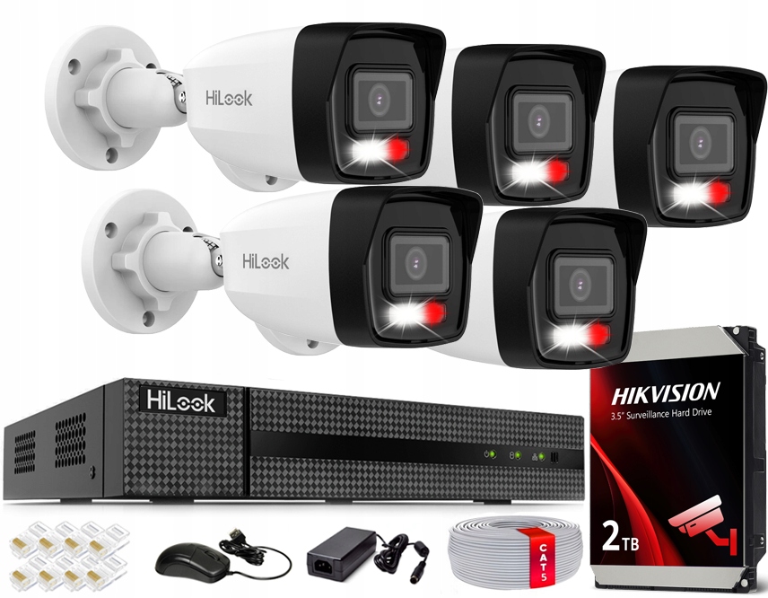 Sada pro monitorování Ip 5 kamer 6MPx PoE Venkovní HiLook Hikvision 2TB