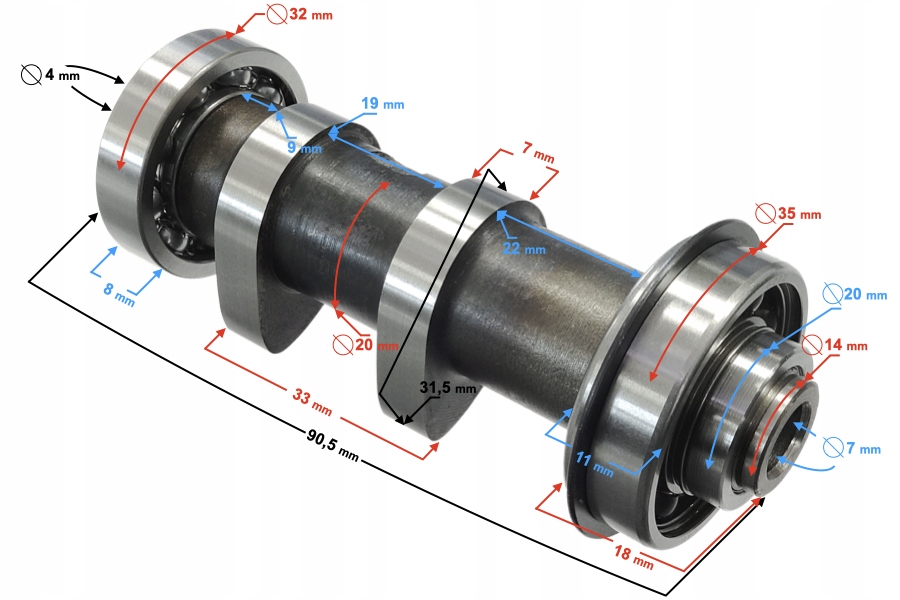 Wałek rozrządu - GP1 BLADE R Moretti Numer katalogowy części MR48-WROTAR007