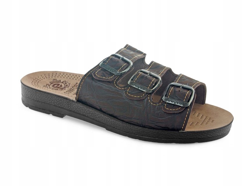 

Klapki męskie regulowane skóra ekologiczna brąz 41